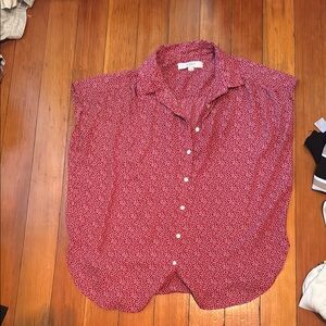 LOFT Red Button-Up Blouse